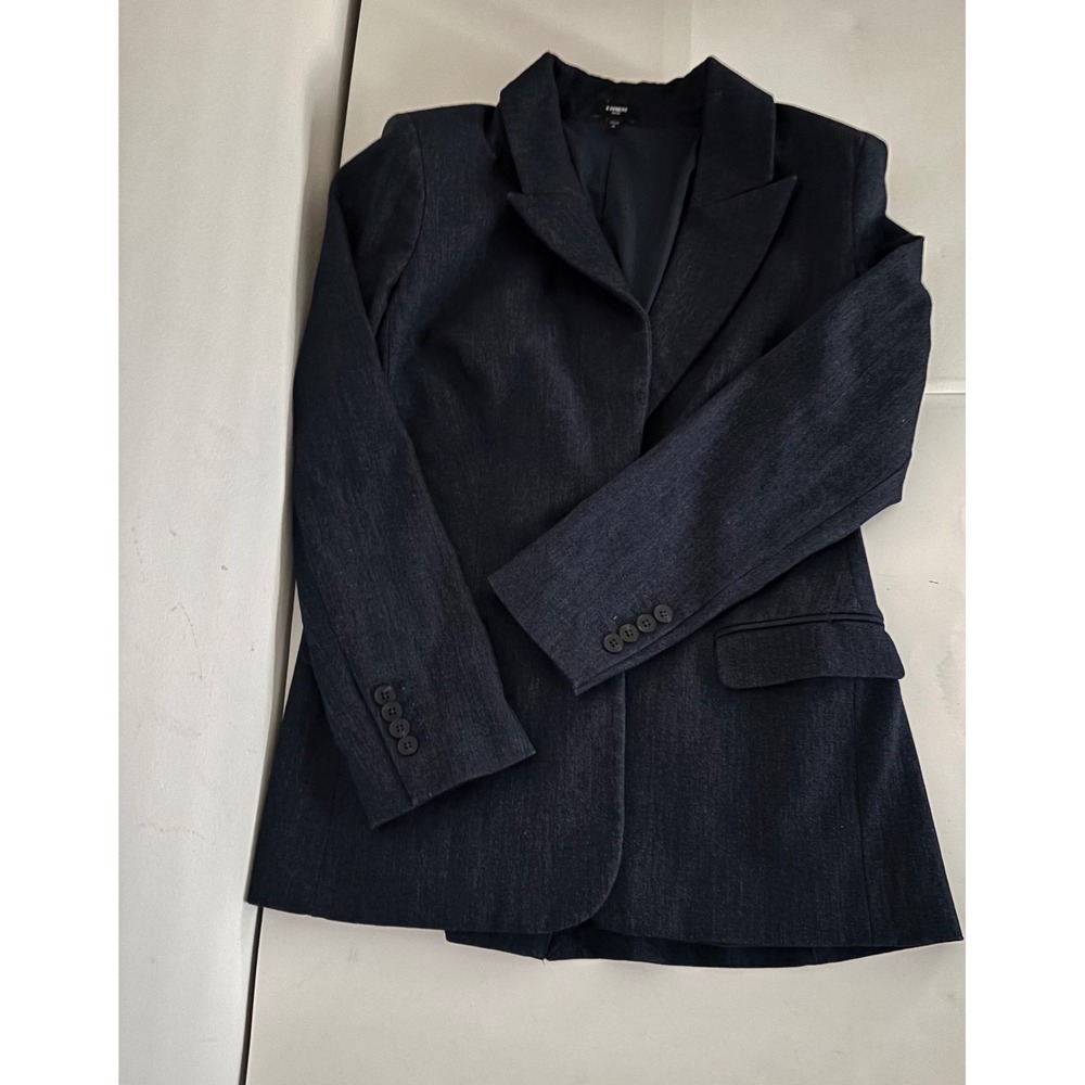 Polished Professional Blazer Size M Dark Wash Editor Lined w/ Vent & Structure - Picture 11 of 13